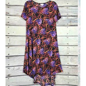 LuLaRoe Carly S Purple Leopard High Low Swing Dress